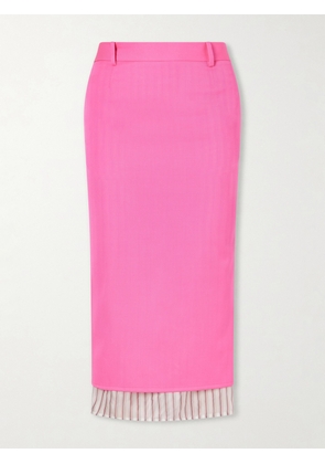 The Attico - Layered Striped Wool-twill Midi Skirt - Pink - IT36,IT38,IT40,IT42,IT44,IT46,IT48