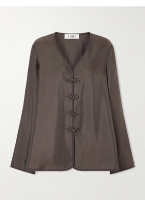 RÓHE - Mandarin Silk-satin Top - Brown - FR 34,FR 36,FR 38,FR 40,FR 42,FR 44