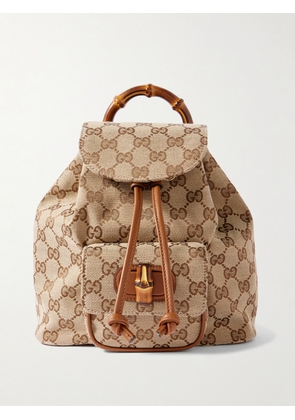 Gucci - Bamboo Small Leather-trimmed Canvas-jacquard Backpack - Multi - One size