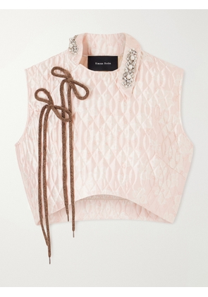 Simone Rocha - Quilted Offset Fragment Collar Top - Pink - UK 4,UK 6,UK 8,UK 10,UK 12,UK 14