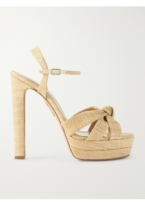 Aquazzura - Nina 130 Raffia Platform Sandals - Neutrals - IT36,IT36.5,IT37,IT37.5,IT38,IT38.5,IT39,IT39.5,IT40,IT40.5,IT41,IT41.5,IT42