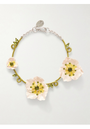 Simone Rocha - Turbo Blooming Poppy Silver-tone, Crystal And Resin Necklace - Pink - One size
