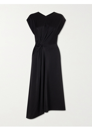 Victoria Beckham - Twisted-front Satin Midi Dress - Black - UK 4,UK 6,UK 8,UK 10,UK 12,UK 14,UK 16