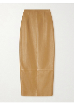 KHAITE - Winton Paneled Leather Midi Skirt - Neutrals - US0,US2,US4,US6,US8