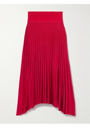 Maria McManus - Asymmetric Plissé Cotton Midi Skirt - Red - x small,small,medium,large
