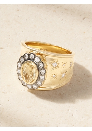 Marlo Laz - Lexi Cigar Band 14-karat Gold, Citrine And Diamond Ring - 7