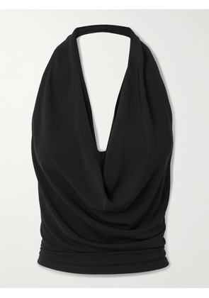 ÉTERNE - Paris Draped Stretch-jersey Halterneck Top - Black - x small,small,medium