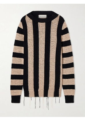 Dries Van Noten - Topic Frayed Striped Open-knit Sweater - Black - x small,small,medium,large