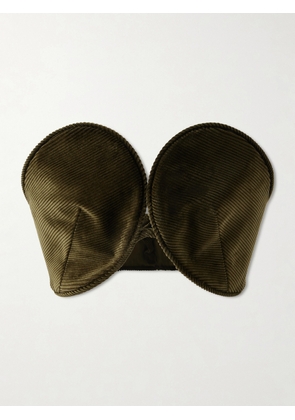 Jean Paul Gaultier - Cotton-corduroy Bandeau Top - Green - small,medium,large