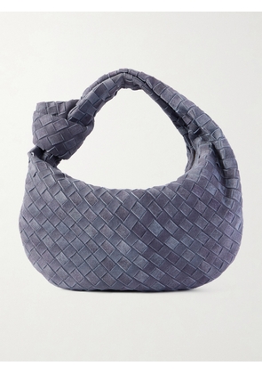 Bottega Veneta - Small Jodie Knotted Intrecciato Suede Tote - Blue - One size