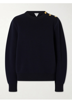 Bottega Veneta - Embellished Wool And Cotton-blend Sweater - Blue - x small,small,medium