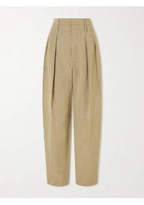 Bottega Veneta - Cropped Pleated Woven Tapered Pants - Green - IT34,IT36,IT38