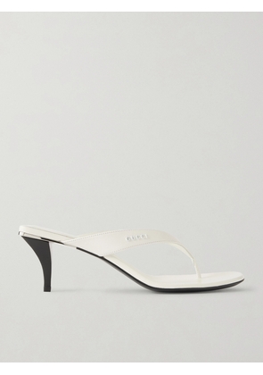 Gucci - Vittoria Logo-embellished Leather Thong Sandals - White - IT37,IT38,IT39,IT40,IT41