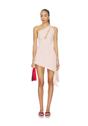 BY.DYLN Elina Mini Dress in Neutral,Red. Size L. Also in M, S, XL, XS.