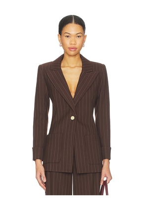 Alice + Olivia Burns Fitted Roll Cuff Blazer in Brown. Size 10. Also in 4.