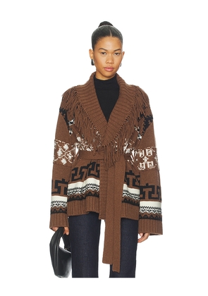 SIMKHAI Elwood Wrap Cardigan in Brown. Size S. Also in M.