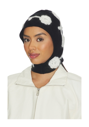 Ganni Crochet Flowers Bonnet in Black.