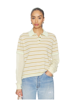 Guest In Residence Layered Stripe Rugby in Mint,Brown. Size M. Also in XS.