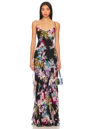 NICHOLAS Kamila Ruffle Cowl Gown in Black. Size 2. Also in 0.