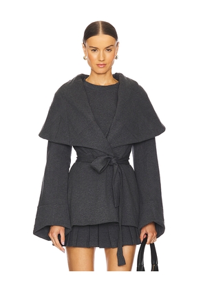 Norma Kamali Shawl Collar Peplum Jacket in Grey. Size L. Also in XXS.