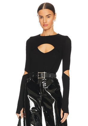 Michael Lauren Houston Long Sleeve Fitted Top in Black. Size M. Also in S, XS.