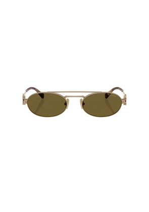 Miu Miu Oval Sunglasses in Metallic Gold.