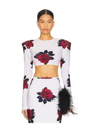 Norma Kamali Shoulder Pad Crop Top in White. Size M. Also in S.