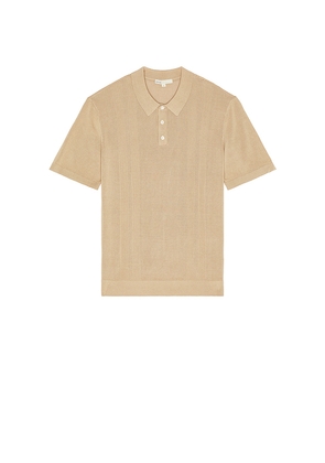 onia Silk Ribbed Knit Polo in Tan. Size L. Also in M.