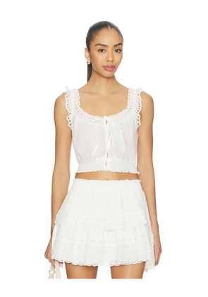LoveShackFancy Lupo Top in White. Size L. Also in M, S, XL, XS.