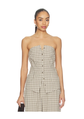 Nanushka Brites Top in Cream,Grey. Size L. Also in M, S, XS.