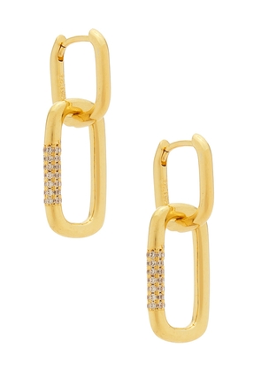 Mazin Jewels Double Lock Earrings in Metallic Gold.