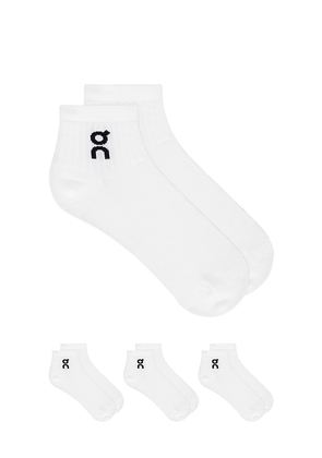 On Logo Sock Mid 3 Pack in White. Size M. Also in S, XS.