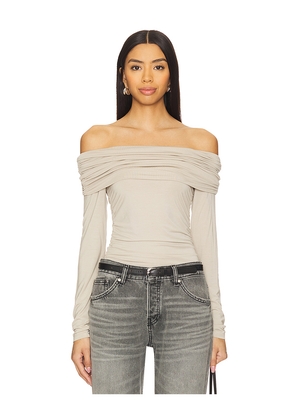 Rag & Bone Luca Off Shoulder Long Sleeve in Taupe. Size L. Also in S.
