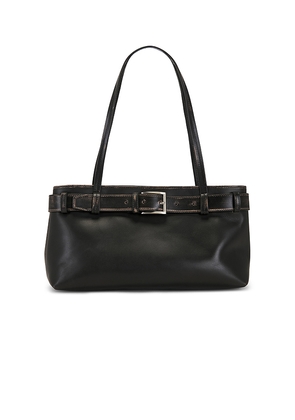 St. Agni Brushed Belt Detail Baguette in Black.