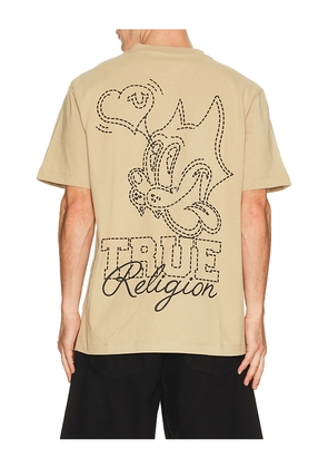 True Religion Puff Cat Tee in Brown. Size L. Also in M, S, XL/1X.