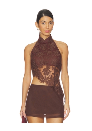 SAU LEE Sylvan Lace Top in Brown. Size 0. Also in 00, 10, 12, 2, 4, 6, 8.