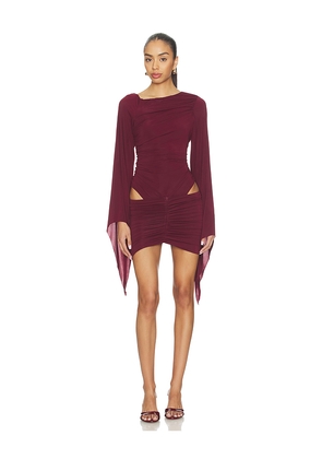 Palmatic Studio Harina Mini Dress in Burgundy. Size M. Also in S, XS.