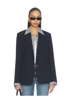 Rag & Bone Frank Poplin Combo Blazer in Navy. Size 0. Also in 2, 4, 6, 8.