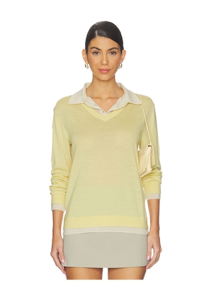 Rag & Bone Anne Long Sleeve Layered Polo in Yellow. Size L. Also in M, S, XS.