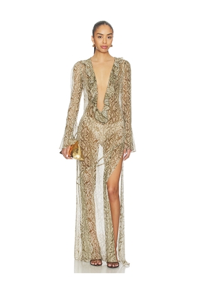 Tularosa Casanita Maxi Dress in Neutral,Brown. Size L. Also in M, S, XL, XS, XXS.