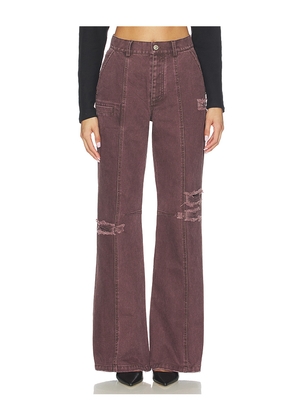 PRIVATE POLICY Distressed Pant in Burgundy. Size L. Also in M, S, XS.