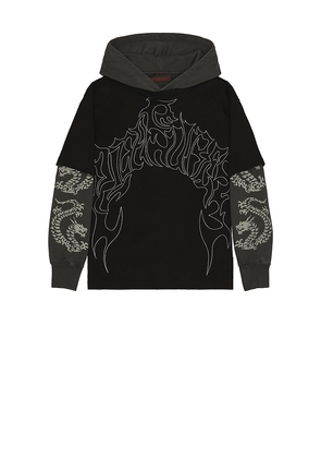 Pleasures Dragon Layered Hoodie in Black. Size L. Also in M, S, XL/1X.