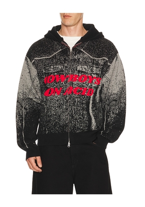 Pleasures Acid Cowboy Knitted Hoodie in Black. Size L. Also in M, S, XL/1X.