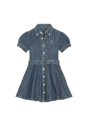 Polo Ralph Lauren Short Sleeve Twill Denim Button Down Shirt Dress in Blue. Size 3. Also in 4.