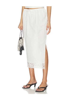 Yuhan Wang Lace Hem Drawstring Skirt in White. Size L. Also in M, S, XL.