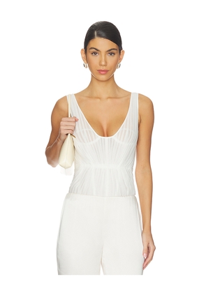 Prabal Gurung Plisse Corset Tank Bodysuit in White. Size 2. Also in 4, 6.