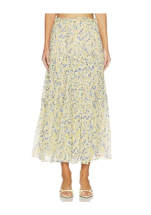 Ulla Johnson Virginie Silk Skirt in Yellow,Blue. Size 0. Also in 10, 12, 2, 4, 6, 8.