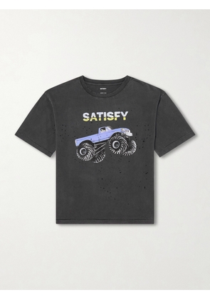 Satisfy - Logo-Print Distressed MothTech™ Cotton-Jersey T-Shirt - Men - Black - XS