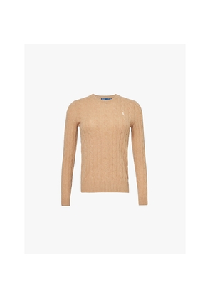 Womens Polo Ralph Lauren Logo-Embroidered Cable-Knit Wool and Cashmere Jumper