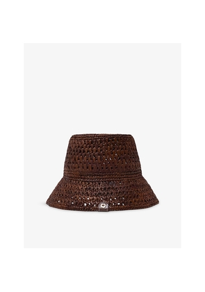 Womens Maje Logo-Badge Raffia Bucket Hat